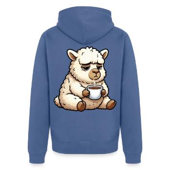 Alpaka lama Alpakabesitzer Alpakaliebhaber Lamas - Unisex Premium Bio Zip Hoodie - Taubenblau - Hinten - Nico (187cm)