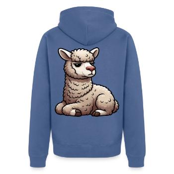 Alpaka lama Alpakabesitzer Alpakaliebhaber Lamas - Unisex Premium Bio Zip Hoodie - Taubenblau - Hinten - Nico (187cm)