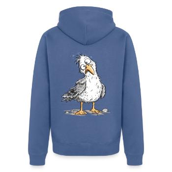 Lustige Möwe Cartoon I Küste Meer Vogelhumor - Unisex Premium Bio Zip Hoodie - Taubenblau - Hinten - Nico (187cm)