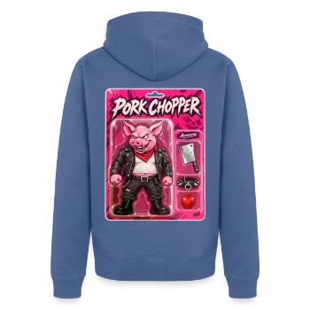 Pork Chopper Punk Pig - Unisex Premium Bio Zip Hoodie - Taubenblau - Hinten - Nico (187cm)