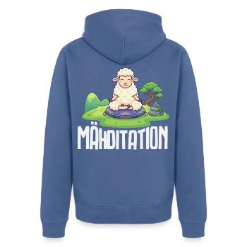 Gestochen Schaf Unschaf Fotografen Wortwitz - Unisex Premium Bio Zip Hoodie - Taubenblau - Hinten - Nico (187cm)