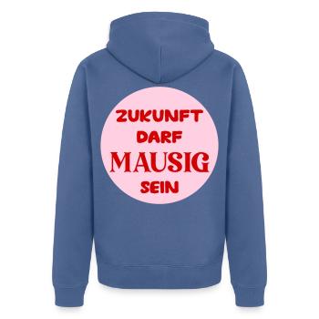 Mausige Zukunft - Unisex Premium Bio Zip Hoodie - Taubenblau - Hinten - Nico (187cm)