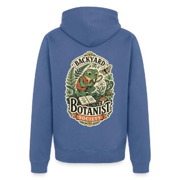 Backyard Botanist Patch - Unisex Premium Bio Zip Hoodie - Taubenblau - Hinten - Nico (187cm)
