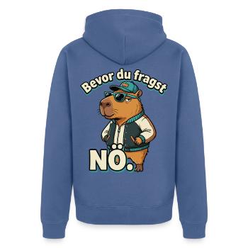 Bevor Du Fragst Nein Capybara - Unisex Premium Bio Zip Hoodie - Taubenblau - Hinten - Nico (187cm)