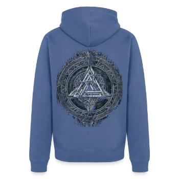 Wikinger nordische Runen Nordmann Mythologie - Unisex Premium Bio Zip Hoodie - Taubenblau - Hinten - Nico (187cm)