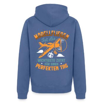 Modellfliegen Perfekter Tag Modellflug - Unisex Premium Bio Zip Hoodie - Taubenblau - Hinten - Nico (187cm)