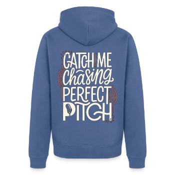 Vocalist Catch Me Chasing Perfect Pitch Musician - Unisex Premium Bio Zip Hoodie - Taubenblau - Hinten - Nico (187cm)