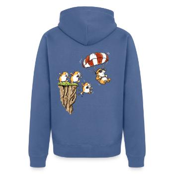 Lemming Fallschirm Individualität Paragliding Humo - Unisex Premium Bio Zip Hoodie - Taubenblau - Hinten - Nico (187cm)