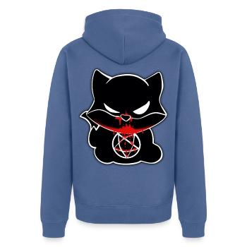 Halloween Fox - Unisex Premium Bio Zip Hoodie - Taubenblau - Hinten - Nico (187cm)