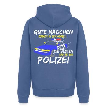 Beste Mädchen Sind Bei Der Polizei Polizistin - Unisex Premium Bio Zip Hoodie - Taubenblau - Hinten - Nico (187cm)