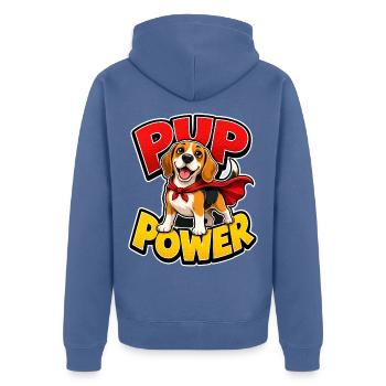 Beagle - Unisex Premium Bio Zip Hoodie - Taubenblau - Hinten - Nico (187cm)