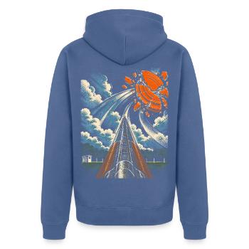 Tontaubenschießen Wurfscheibenschießen - Unisex Premium Bio Zip Hoodie - Taubenblau - Hinten - Nico (187cm)