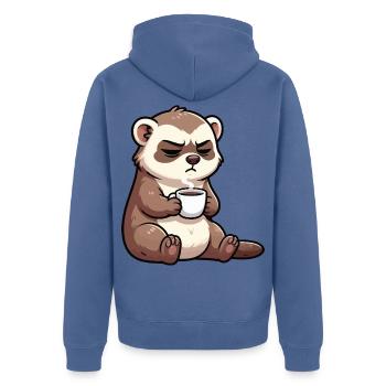 Frettchen Frettchenhalter Frettchenbesitzer - Unisex Premium Bio Zip Hoodie - Taubenblau - Hinten - Nico (187cm)