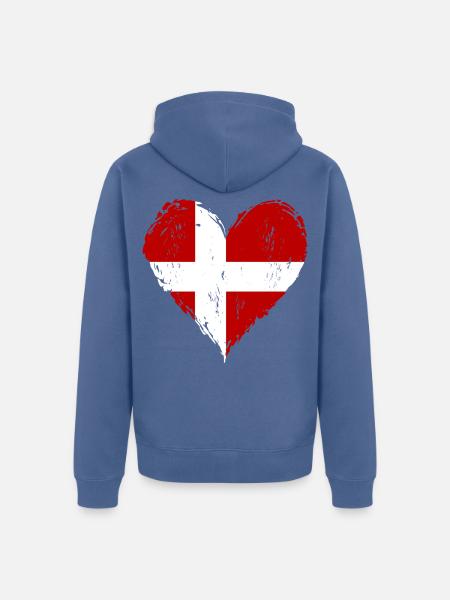 Dänemark Herzflagge Grunge - Unisex Premium Bio Zip Hoodie - Taubenblau