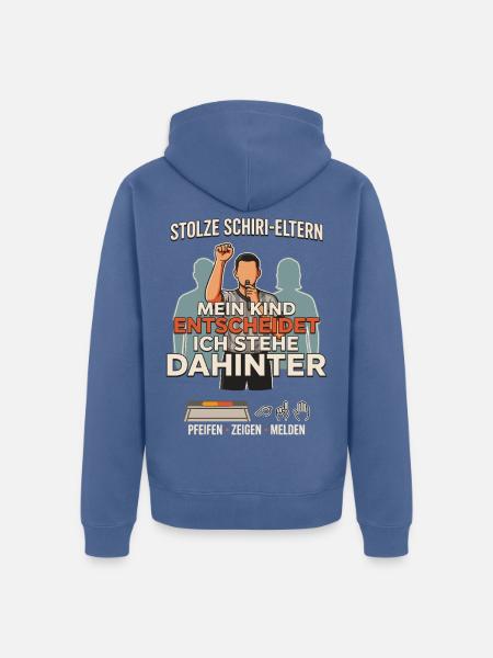 Stolze Schiri Eltern - Unisex Premium Bio Zip Hoodie - Taubenblau