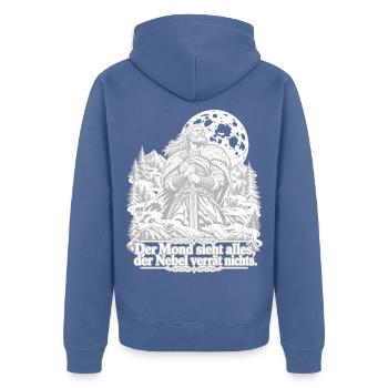 Germanischer Wächter der Nacht - Unisex Premium Bio Zip Hoodie - Taubenblau - Hinten - Nico (187cm)