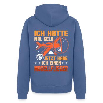 Modellflieger Spruch Modell Flieger RC Flugzeug - Unisex Premium Bio Zip Hoodie - Taubenblau - Hinten - Nico (187cm)