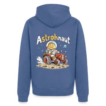 Astrohnaut Traktor Astronaut Landwirt Wortspiel - Unisex Premium Bio Zip Hoodie - Taubenblau - Hinten - Nico (187cm)