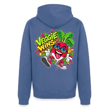 Cooles Radieschen - Unisex Premium Bio Zip Hoodie - Taubenblau - Hinten - Nico (187cm)