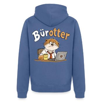 Bürotter Otter Büro Humor Kaffee Arbeit Montag - Unisex Premium Bio Zip Hoodie - Taubenblau - Hinten - Nico (187cm)