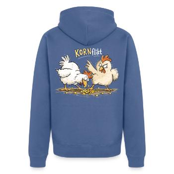 Konflikt Hühner Lustiges Huhn Bauernhof Wortspiel - Unisex Premium Bio Zip Hoodie - Taubenblau - Hinten - Nico (187cm)