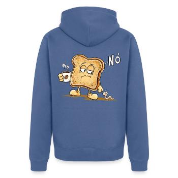 Nö Toast Morgenmuffel Kaffee Früher Vogel Humor - Unisex Premium Bio Zip Hoodie - Taubenblau - Hinten - Nico (187cm)