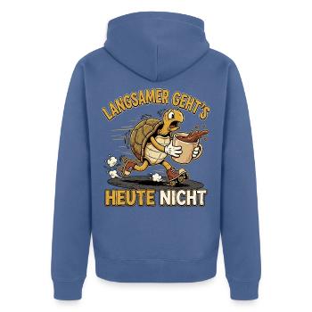 Kaffee Schildkröte - Unisex Premium Bio Zip Hoodie - Taubenblau - Hinten - Nico (187cm)