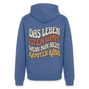 Lebensweisheit Kampfkunst Spruch - Unisex Premium Bio Zip Hoodie - Taubenblau - Hinten - Nico (187cm)