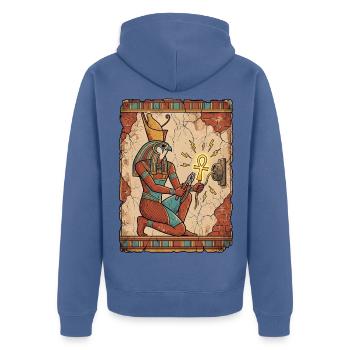 Elektriker verkabelt das Anch Symbol - Unisex Premium Bio Zip Hoodie - Taubenblau - Hinten - Nico (187cm)