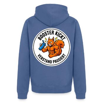 Booster kickt Verstand pausiert Workout Gym - Unisex Premium Bio Zip Hoodie - Taubenblau - Hinten - Nico (187cm)