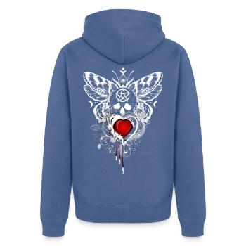 Gothic Wicca Goth Okkult Skullmystic Auge  - Unisex Premium Bio Zip Hoodie - Taubenblau - Hinten - Nico (187cm)