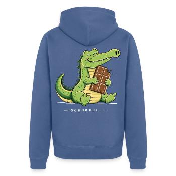 Schokodil Krokodil Schokolade Wortspiel Humor - Unisex Premium Bio Zip Hoodie - Taubenblau - Hinten - Nico (187cm)
