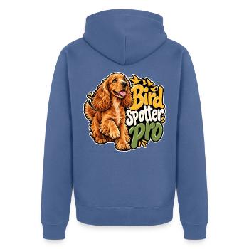 Englischer Cocker Spaniel - Unisex Premium Bio Zip Hoodie - Taubenblau - Hinten - Nico (187cm)
