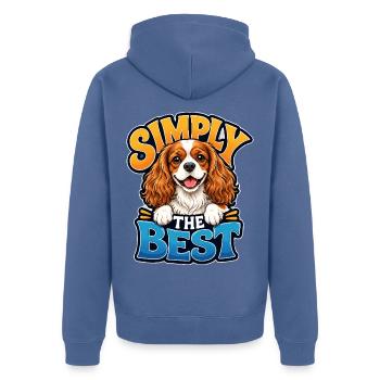 Kavallerier King Charles Spaniel - Unisex Premium Bio Zip Hoodie - Taubenblau - Hinten - Nico (187cm)