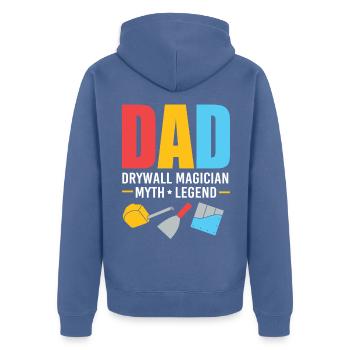 Baustelle Trockenbau Montage Monteur Vater Papa - Unisex Premium Bio Zip Hoodie - Taubenblau - Hinten - Nico (187cm)