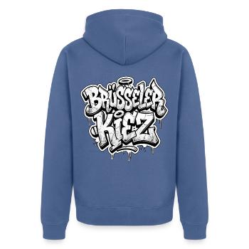 Brüsseler Kiez Berlin Graffiti - Unisex Premium Bio Zip Hoodie - Taubenblau - Hinten - Nico (187cm)