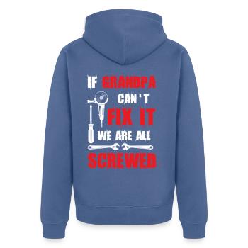 Grandpa Gift Handyman DIY-Reparaturwerkstatt - Unisex Premium Bio Zip Hoodie - Taubenblau - Hinten - Nico (187cm)