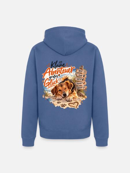 Kleine Abenteuer Großes Glück - Unisex Premium Bio Zip Hoodie - Taubenblau