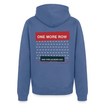 Stricken – eine weitere Reihe war vor zwölf Reihen - Unisex Premium Bio Zip Hoodie - Taubenblau - Hinten - Nico (187cm)