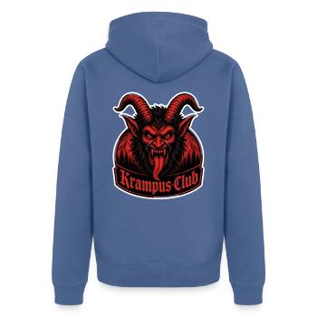 Krampus Club Alpen Folklore Holzschnitt Horror Shi - Unisex Premium Bio Zip Hoodie - Taubenblau - Hinten - Nico (187cm)