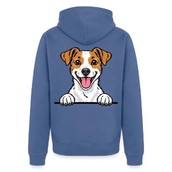 Jacky Terrier - Unisex Premium Bio Zip Hoodie - Taubenblau - Hinten - Nico (187cm)
