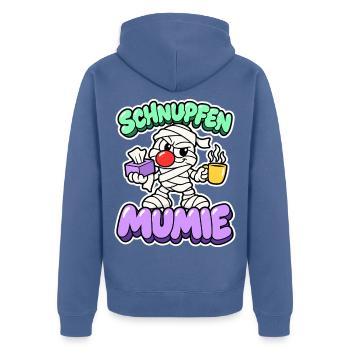Schnupfen Mumie - Halloween mit Erkältung - Unisex Premium Bio Zip Hoodie - Taubenblau - Hinten - Nico (187cm)