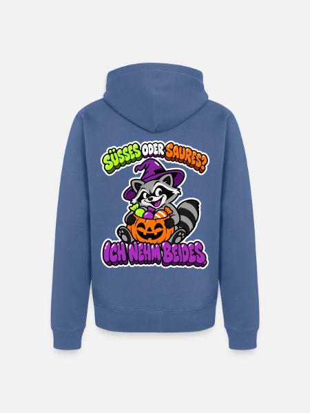 Süßes oder Saures - ich nehm beides - Unisex Premium Bio Zip Hoodie - Taubenblau