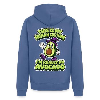 Human Costume Avocado - Halloween Avocado - Unisex Premium Bio Zip Hoodie - Taubenblau - Hinten - Nico (187cm)