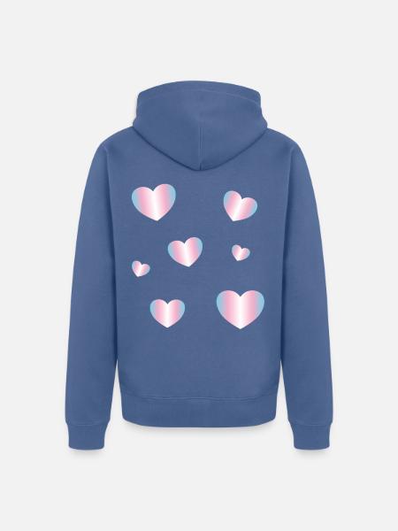 Trans Flag Hearts - Unisex Premium Bio Zip Hoodie - Taubenblau