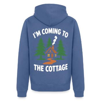 Ankunft in der Cottage Cozy Cabin - Unisex Premium Bio Zip Hoodie - Taubenblau - Hinten - Nico (187cm)