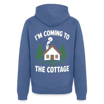 Ich komme zur Hütte - Unisex Premium Bio Zip Hoodie - Taubenblau - Hinten - Nico (187cm)