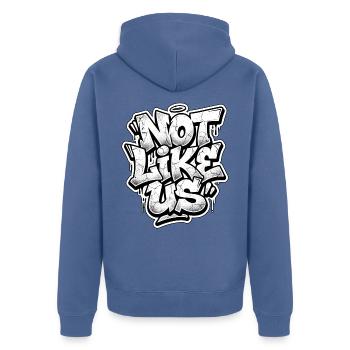 Not Like Us Berlin Graffiti - Unisex Premium Bio Zip Hoodie - Taubenblau - Hinten - Nico (187cm)