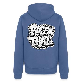 Rosenthal Berlin Graffiti - Unisex Premium Bio Zip Hoodie - Taubenblau - Hinten - Nico (187cm)