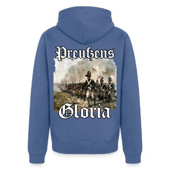 Preußische Uniform Geschenk preußisch blau Flagge - Unisex Premium Bio Zip Hoodie - Taubenblau - Hinten - Nico (187cm)